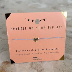 Lucky Feather Sparkle On Your Big Day Birthday Celebration Bracelet 14K Gold Dip
